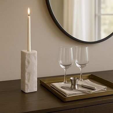 Marble Stone Candle Holder Cylindrical Taper Sleek Sculptural Design