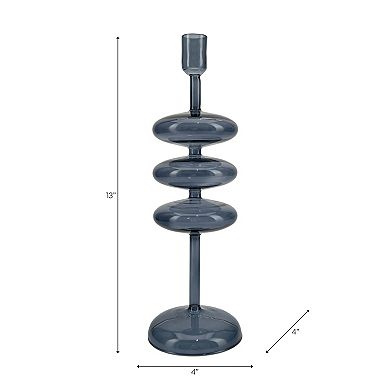 Modern Glass Retro Bubble Pillar and Taper Candle Holder Sleek Design