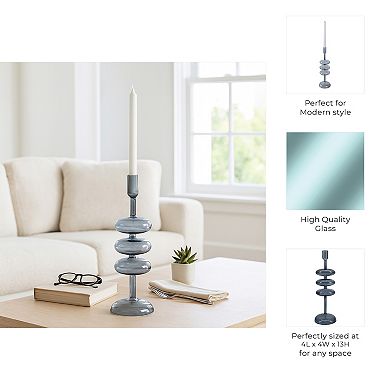 Modern Glass Retro Bubble Pillar and Taper Candle Holder Sleek Design