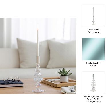 Modern Sculptural Glass Candle Holder with Rounded Accent Base