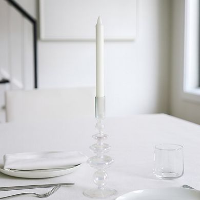 Modern Sculptural Glass Candle Holder with Rounded Accent Base