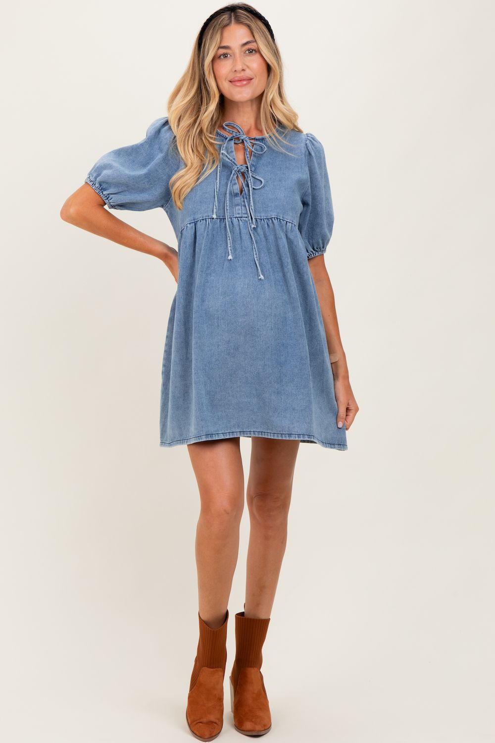 Женские платья Maternity Chambray Double Front Tie Dress