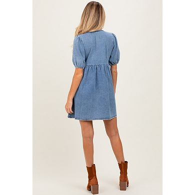 Maternity Chambray Double Front Tie Dress