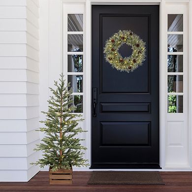 4.5 Ft. Alberta Alpine Potted Tree, 120 Warm White LED Lights, Twinkle and Steady Light Functions