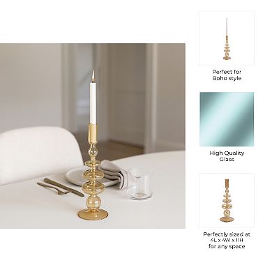 Modern Sculptural Glass Candle Holder with Rounded Accent Base