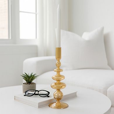 Modern Sculptural Glass Candle Holder with Rounded Accent Base
