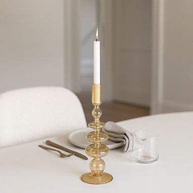 Modern Sculptural Glass Candle Holder with Rounded Accent Base