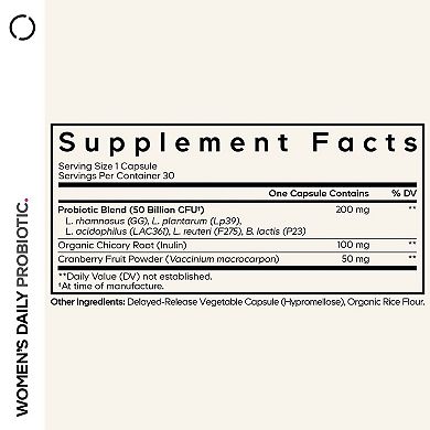 Codeage Women’s Daily Probiotic 50B CFU, Cranberry, Organic Chicory Root, 30 ct