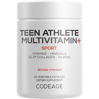 Codeage Teen Athlete Multivitamin+, Creatine, UC-II Collagen, Iron, Taurine, 60 ct