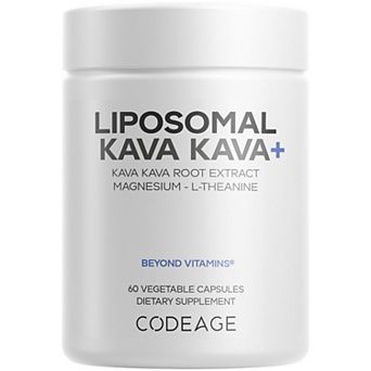 Codeage Liposomal Kava Kava+, 30% Kavalactones with Magnesium Glycinate & Oxide, 60 ct