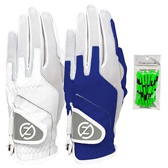 Zero Friction Ladies Synthetic Golf Glove, One Size (Pack of 2) with Pack Tees