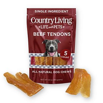 Country Living 4”-7” Beef Backstrap Tendon Dog Chews 5 Count Bag All-Natural