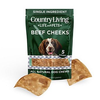 Country Living 4” x 4” Beef Cheek Chip Dog Treats Chicken Flavor 5 Count Bag All-Natural