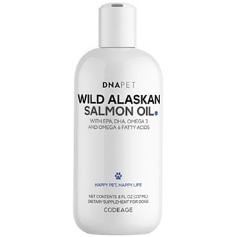 DNA PET Wild Alaskan Salmon Oil for Dogs, EPA DHA, Omega 3 & 6 Fatty Acids, 8 fl oz