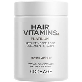 Codeage Hair Vitamins Platinum, Lustriva, AstraGin, Biotin, Keratin, 90 ct