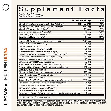 Codeage Liposomal Mullein Ultra, Elderberry, Propolis, Echinacea, Andrographis, 90 ct