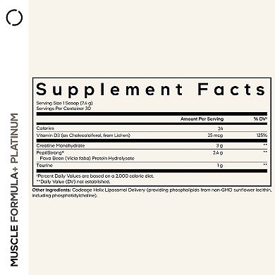 Codeage Muscle Formula+ Platinum Creatine Powder, PeptiStrong Fava Bean Protein, 8.78 Oz