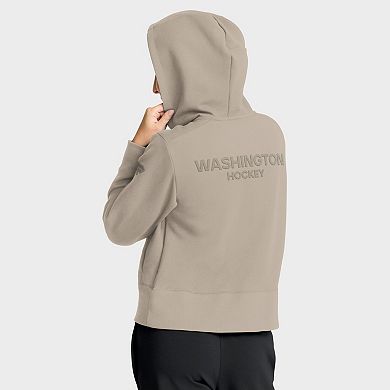 Women's Fanatics Tan Washington Capitals Authentic Pro Road Tri-Blend Quarter-Zip Hoodie