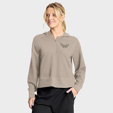 Women's Fanatics Tan Washington Capitals Authentic Pro Road Tri-Blend Quarter-Zip Hoodie