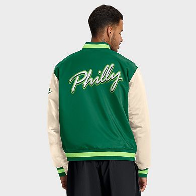 Men's Nike Kelly Green/Cream Philadelphia Eagles Rewind Legacy Full-Snap Bomber Jacket