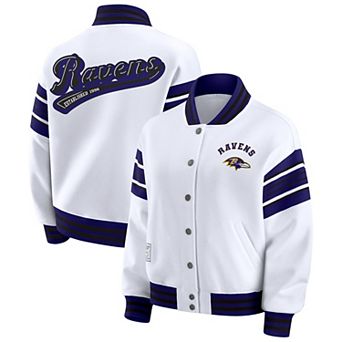 Women's WEAR by Erin Andrews White Baltimore Ravens Plus Size Full-Snap Fleece Sweatshirt Jacket