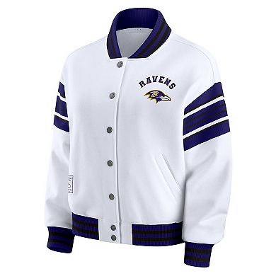 Women's WEAR by Erin Andrews White Baltimore Ravens Plus Size Full-Snap Fleece Sweatshirt Jacket
