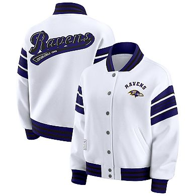 Women's WEAR by Erin Andrews White Baltimore Ravens Plus Size Full-Snap Fleece Sweatshirt Jacket