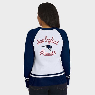 Women's WEAR by Erin Andrews White/Navy New England Patriots Colorblock Raglan Sweater