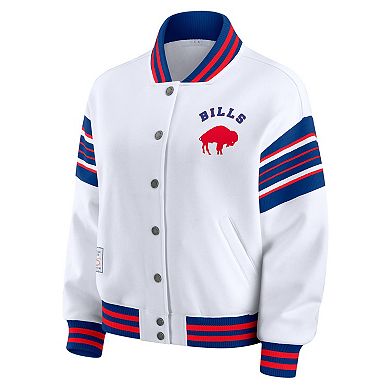 Women's WEAR by Erin Andrews White Buffalo Bills Plus Size Full-Snap Fleece Sweatshirt Jacket
