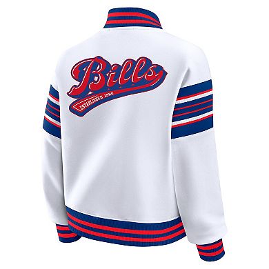 Women's WEAR by Erin Andrews White Buffalo Bills Plus Size Full-Snap Fleece Sweatshirt Jacket