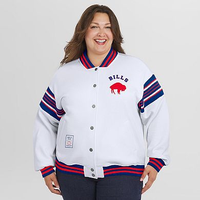 Women's WEAR by Erin Andrews White Buffalo Bills Plus Size Full-Snap Fleece Sweatshirt Jacket