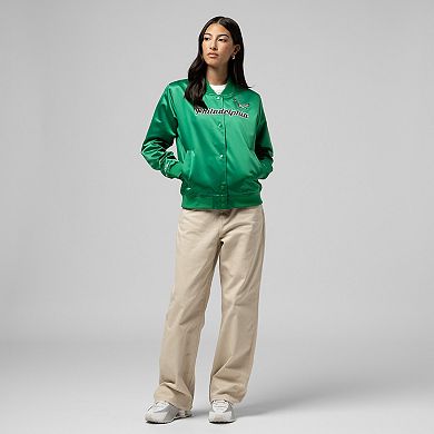 Women's Mitchell & Ness Kelly Green Philadelphia Eagles Full-Snap Satin Jacket
