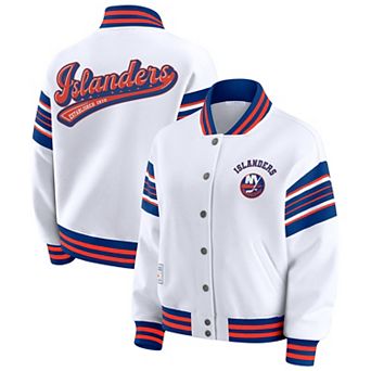 Women's WEAR by Erin Andrews White/Royal New York Islanders Full-Snap Fleece Sweatshirt Jacket