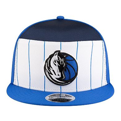 Youth New Era White/Blue Dallas Mavericks 2025 NBA Tip Off Split Panel 9FIFTY Snapback Hat