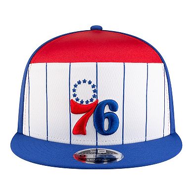 Youth New Era White/Blue Philadelphia 76ers 2025 NBA Tip Off Split Panel 9FIFTY Snapback Hat