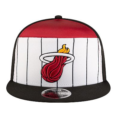 Youth New Era White/Black Miami Heat 2025 NBA Tip Off Split Panel 9FIFTY Snapback Hat