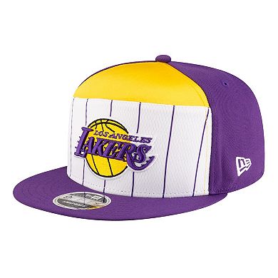 Youth New Era White/Purple Los Angeles Lakers 2025 NBA Tip Off Split Panel 9FIFTY Snapback Hat