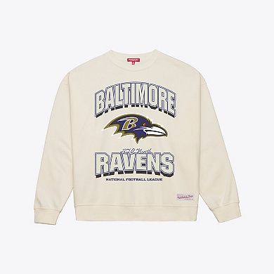 Women's Mitchell & Ness Cream Baltimore Ravens Tonal Arch Sweatshirt