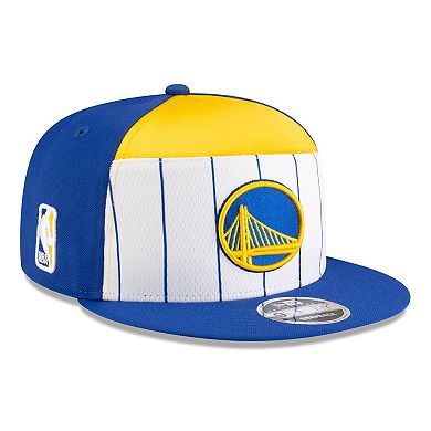 Men's New Era White/Royal Golden State Warriors 2025 NBA Tip Off Split Panel 9FIFTY Snapback Hat