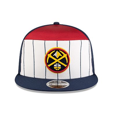 Men's New Era White/Navy Denver Nuggets 2025 NBA Tip Off Split Panel 9FIFTY Snapback Hat