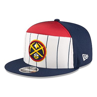 Men's New Era White/Navy Denver Nuggets 2025 NBA Tip Off Split Panel 9FIFTY Snapback Hat