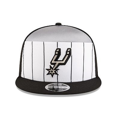 Men's New Era White/Black San Antonio Spurs 2025 NBA Tip Off Split Panel 9FIFTY Snapback Hat