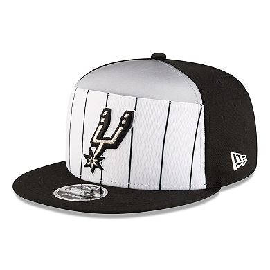 Men's New Era White/Black San Antonio Spurs 2025 NBA Tip Off Split Panel 9FIFTY Snapback Hat