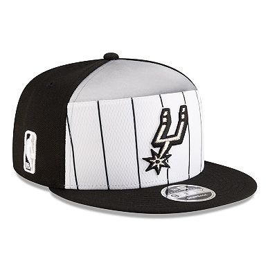 Men's New Era White/Black San Antonio Spurs 2025 NBA Tip Off Split Panel 9FIFTY Snapback Hat