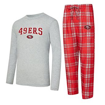 Men's Concepts Sport Scarlet/Heather Gray San Francisco 49ers Regulate Long Sleeve T-Shirt and Plaid Pant Set