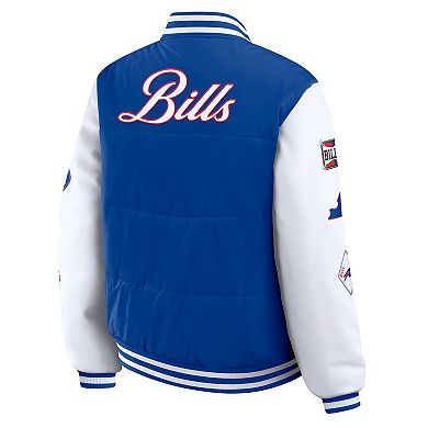 Women's WEAR by Erin Andrews Royal Buffalo Bills Varsity Full-Snap Puffer Jacket