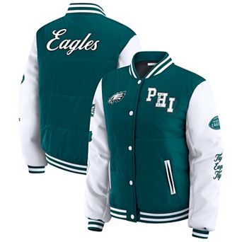Women's WEAR by Erin Andrews Midnight Green Philadelphia Eagles Varsity Full-Snap Puffer Jacket