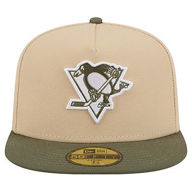 Men's New Era Tan/Olive Pittsburgh Penguins Color Pack Two-Tone 59FIFTY A-Frame Fitted Hat