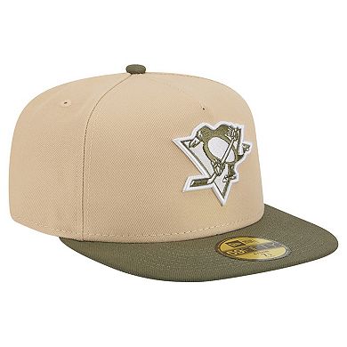Men's New Era Tan/Olive Pittsburgh Penguins Color Pack Two-Tone 59FIFTY A-Frame Fitted Hat