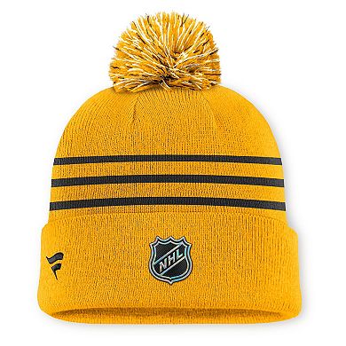 Men's Fanatics Gold Pittsburgh Penguins Authentic Pro Alt Jersey Cuffed Knit Hat with Pom